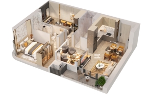 Layout thiết kế căn hộ tại chung cư Landmark 35 Hạ Long